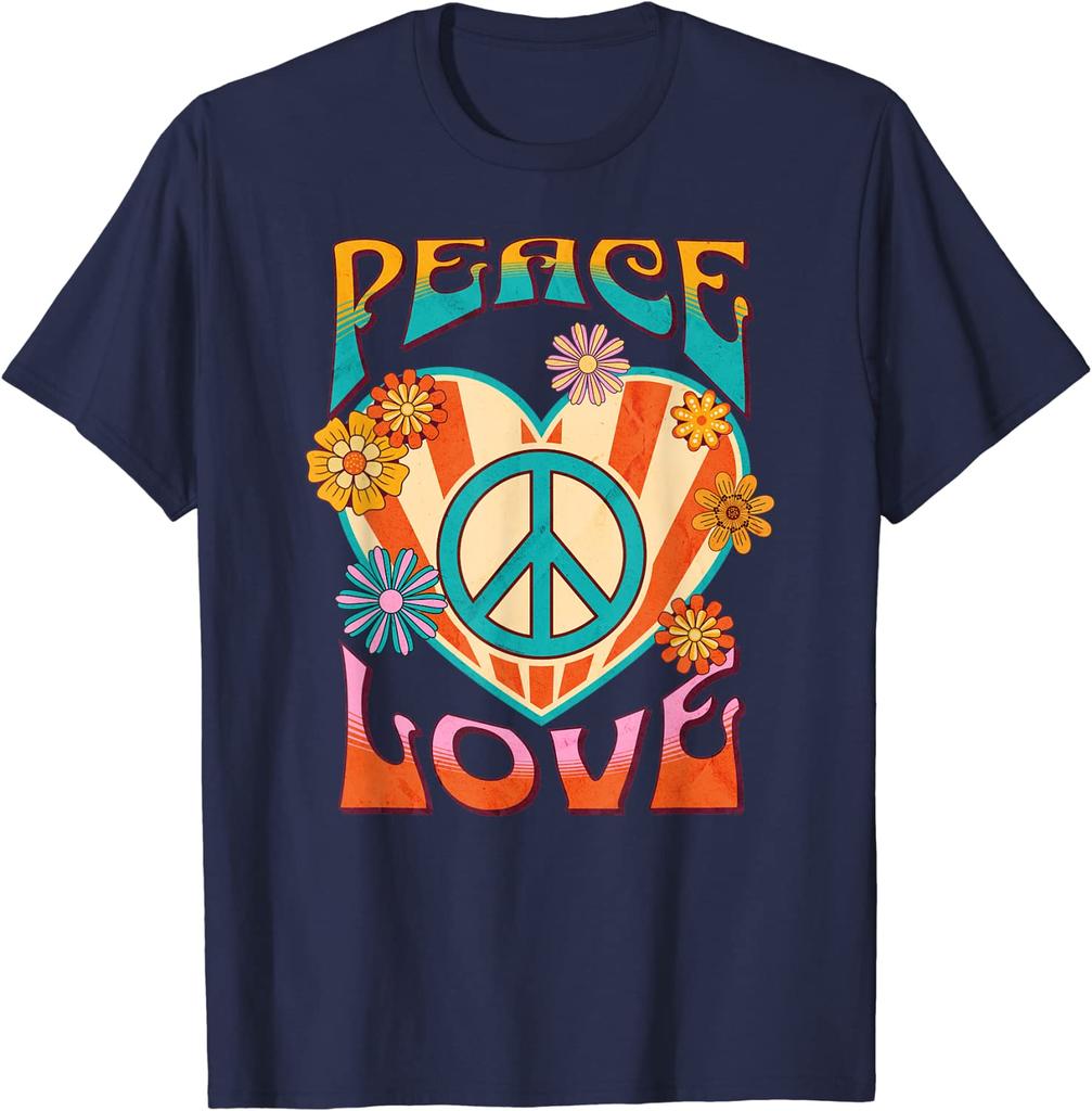 Peace Love Peace Sign 60s 70s Hippie Style Tshirt Unisex Clothing Cotton Casual Daily Four Seasons Tees Shirts For Unisex