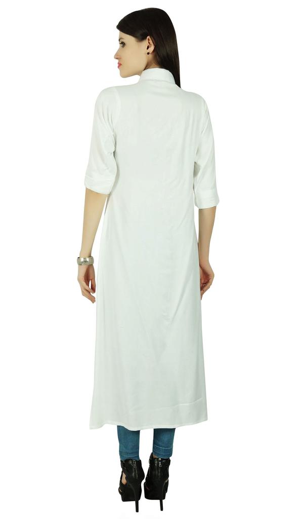 Bollywood Rayon 3 4 Sleeve Solid Kurti Women Ethnic Dress Tunic Top