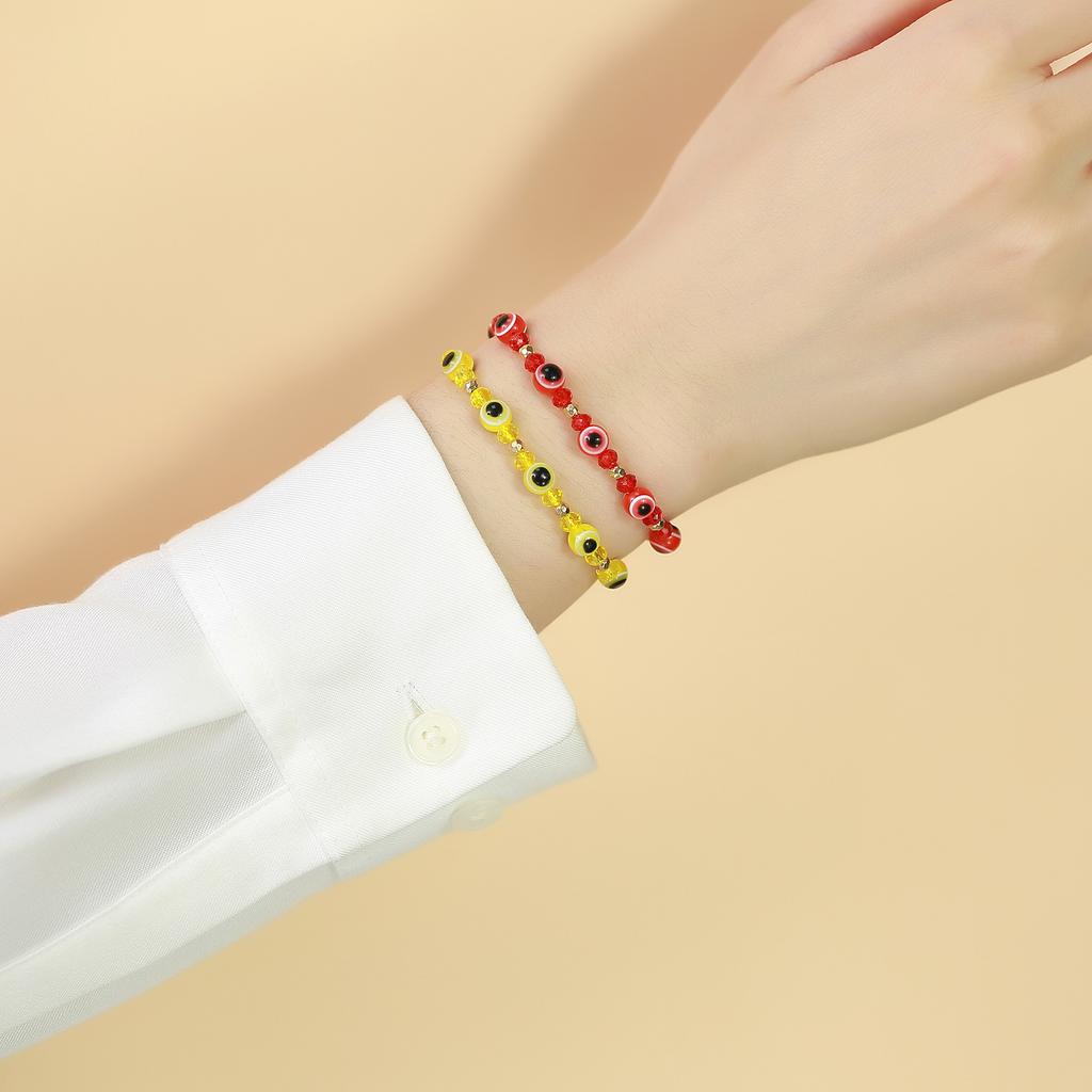 Color Crystal Beads Devil'S Eye Braided Bracelet Women'S Versatile Fashion Jewelry Br-1275