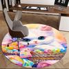 1pc Anime Design Round Carpet Cute Cat with Easter Eggs Chair Mat, Non Slip Rug for Office & Home Decor