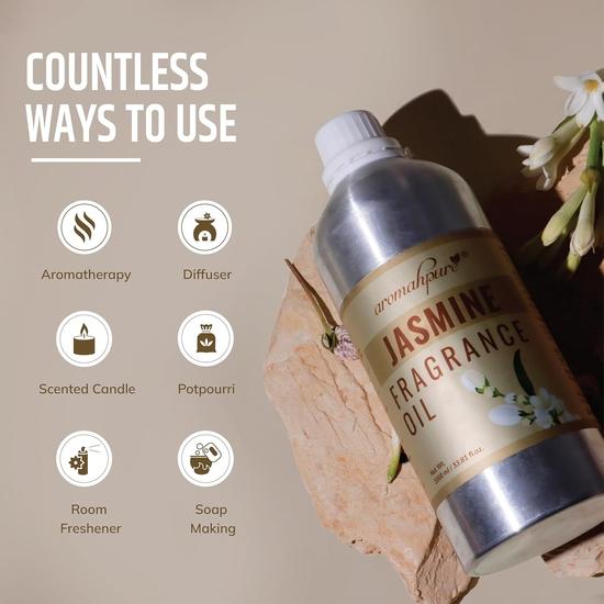 Аромамасло Aromahpure Жасмин | 1 литр, неразбавленное и натуральное | Стойкий аромат для ароматерапии, изготовления свечей и мыла, диффузоров