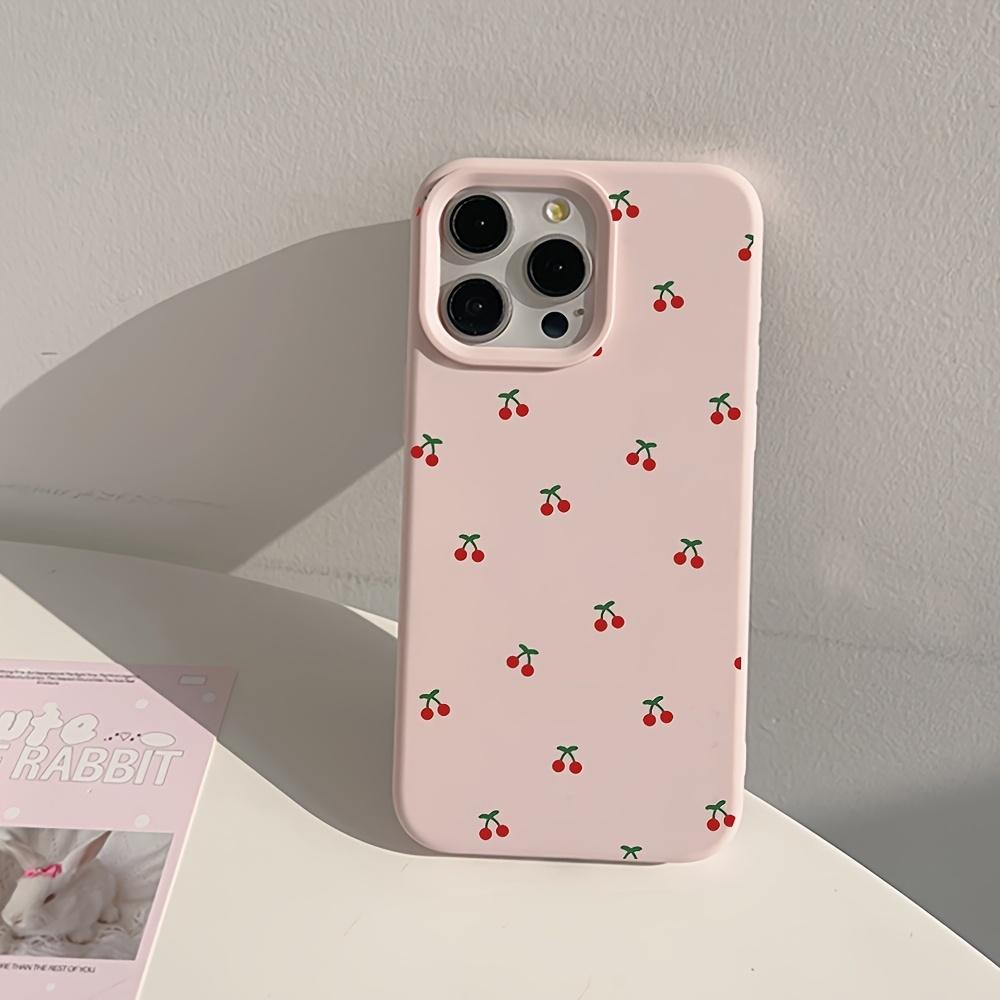 Розовый чехол для телефона с вишнями на весь экран, подходит для iPhone 17 16 15 14 13 12 11 Pro/Max/Plus, противоударная задняя крышка