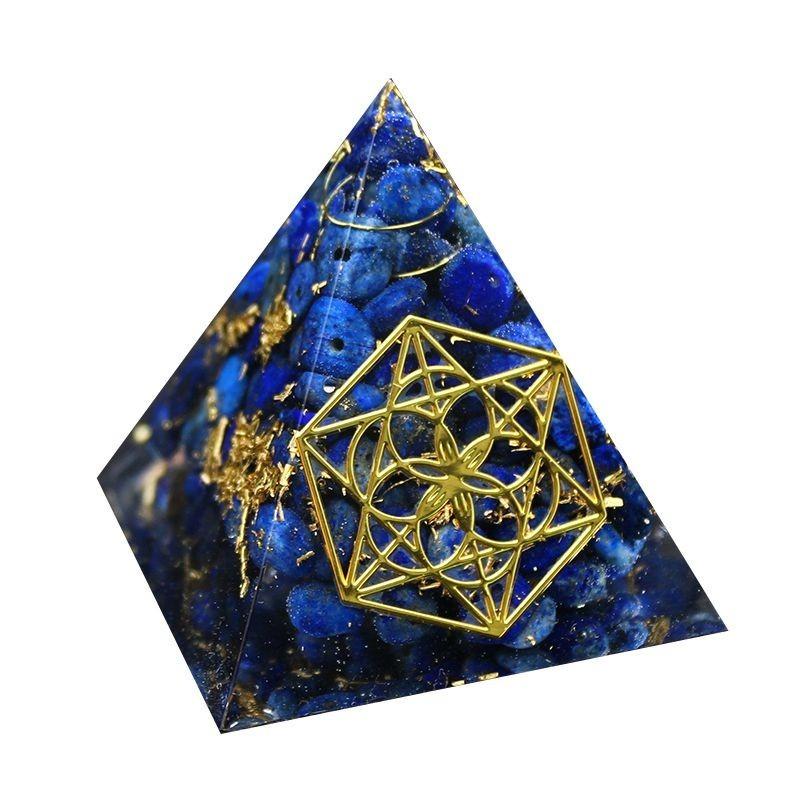 Stunning Orgonite Pyramid Featuring Vibrant Natural Crystal Macadam For Reiki Healing
