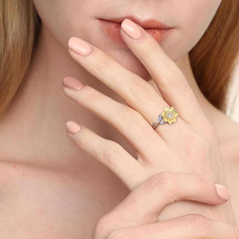 Кольца с подсолнухом для женщин, открывающееся кольцо, размер регулируемого модного ювелирного кольца, подарки на день рождения для девочек