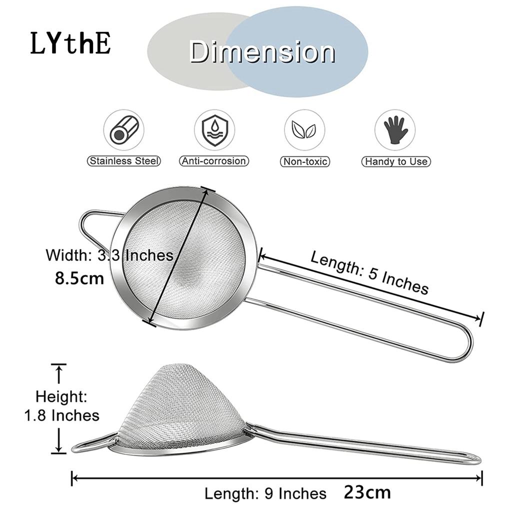 Stainless Steel Mesh Strainer Fine Tea Strainer Long Handle Colanders Mesh Strainers Sieve For Cocktail Coffee Bartender Tool