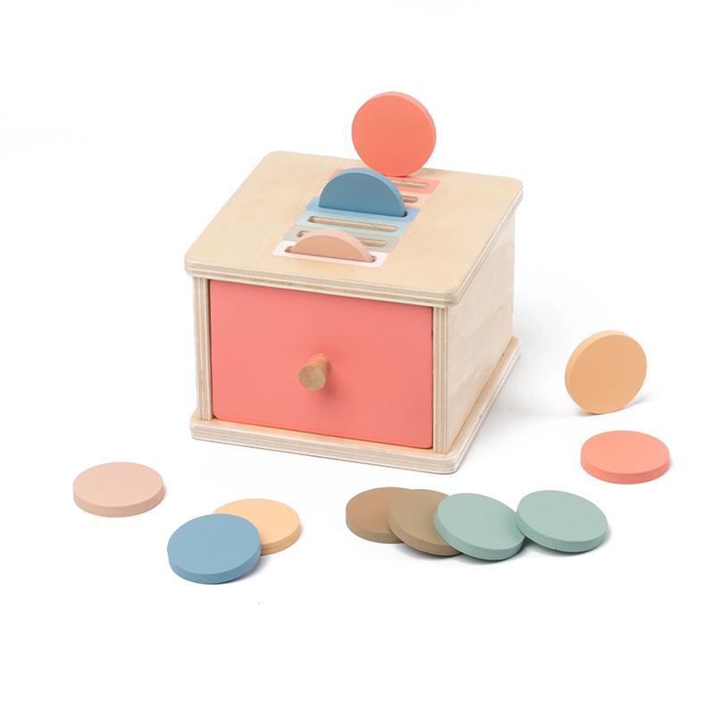 Montessori Toys for Baby Wooden Coin Box Toy Object Permanence Box Color Shape Cognition Match Educational Toy Fine Motor Toys