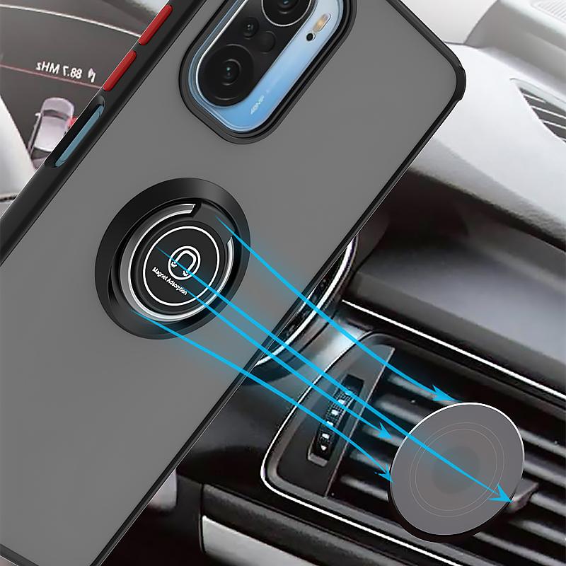 Для Xiaomi Poco F3 Чехол Матовый Противоударный Автомобильный Магнитный Стенд Задняя Крышка для PocoF3 Pocco Poko Little F 3 Броня Жесткий ПК Кольцо Funda