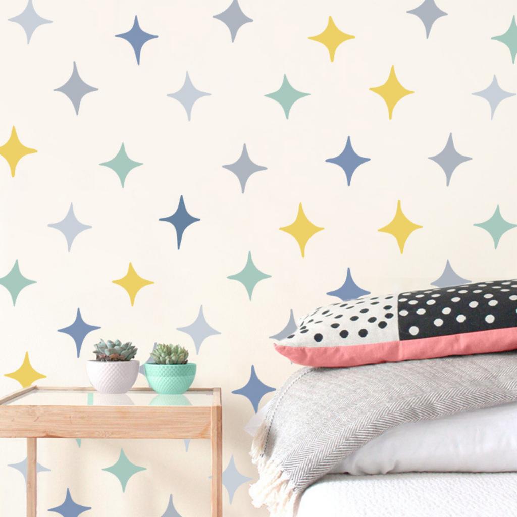 Bohemian Colorful Star Wall Decals Peel and Stick Stickers for Girls Bedroom Living Room Decor
