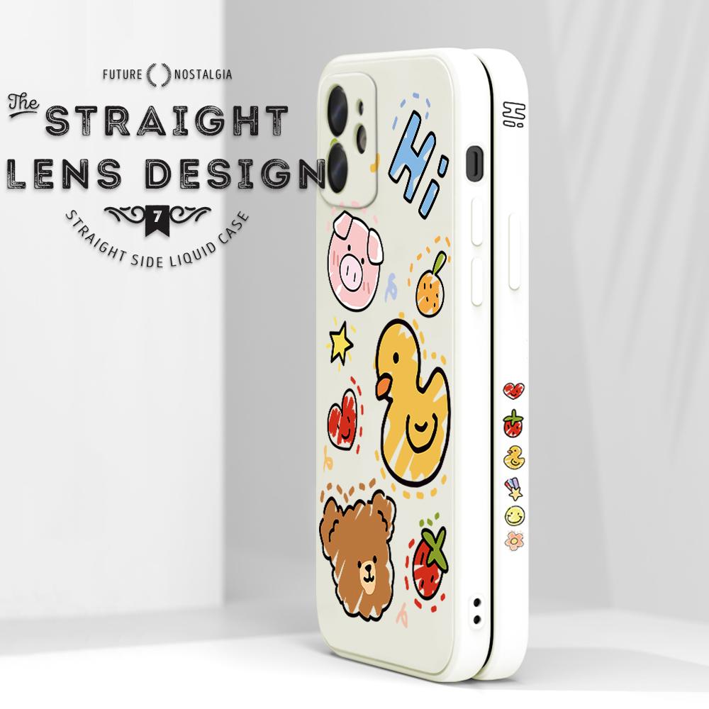 Чехол для телефона с мультяшным красочным узором, квадратный, жидкий силикон, TPU, полное покрытие камеры, противоударный защитный чехол для Samsung Infinix Tecno