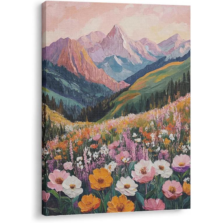 GTYNU Boho Aztec Western Cow Bull Skull Framed Canvas Wall Art Decor, Southwestern Wall Art Canvas Prints, Boho Bedroom Decor, Western Wall Decor for