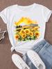 (Asian Size) Clothing Casual Flower Watercolor Trend Style  Tshirt Women Short Sleeve Fashion Print Lady Tee Top Female Graphic T-shirts