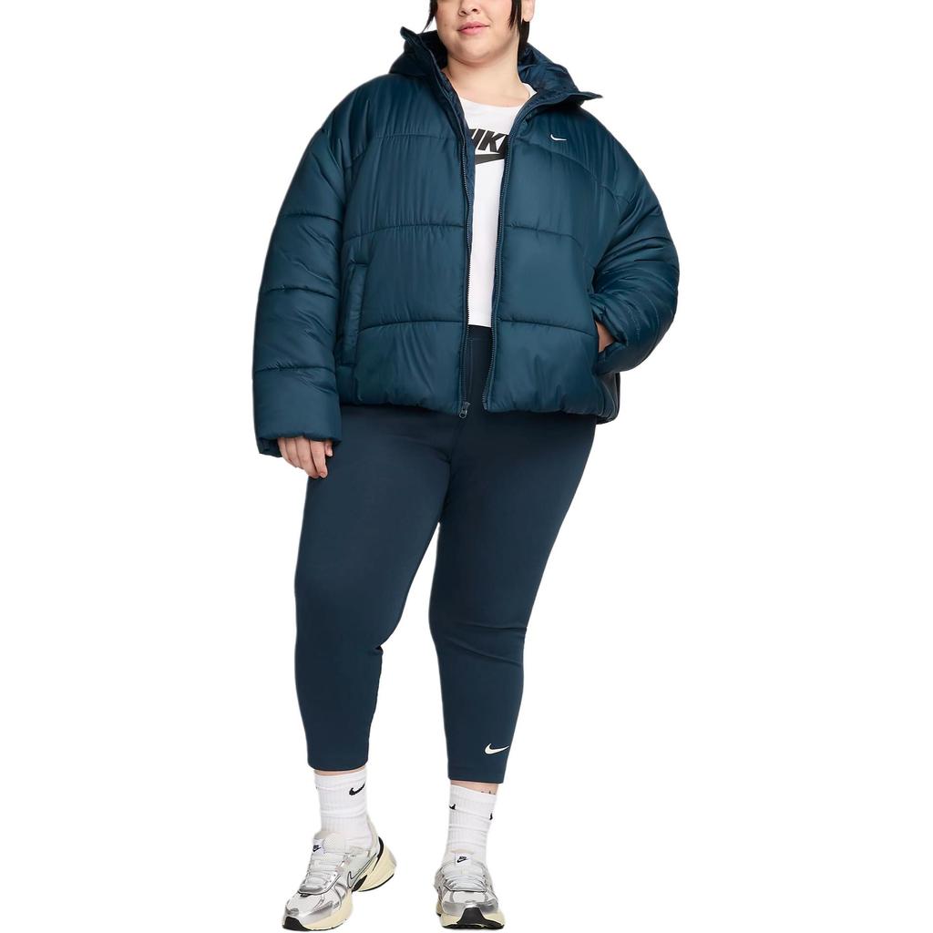 Nike Спортивная одежда Классическая пуховая куртка Женская Therma FIT Свободная куртка с капюшоном Большого размера FZ5901-478