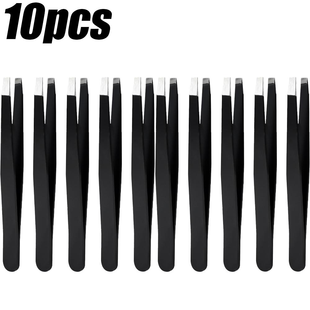1/10pcs Black Precision Eyebrow Tweezers Stainless Steel Eye Brow Tools Professional Facial Hair Removal Shaping Makeup Tool Kit