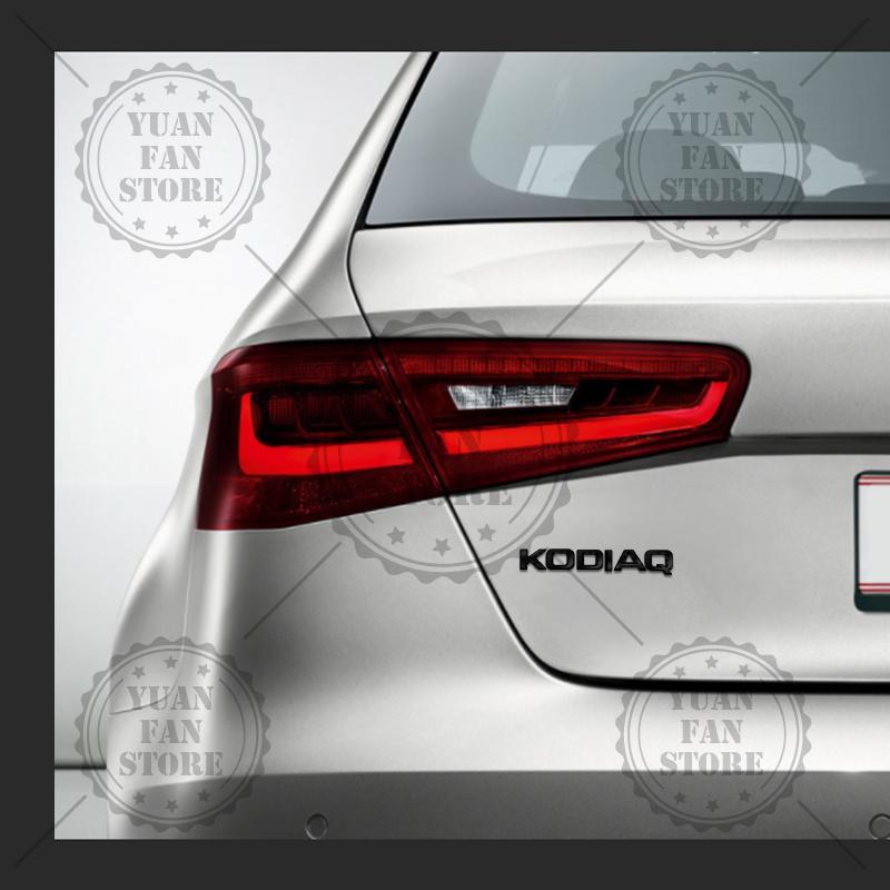 AHUQ1 Glossy Black For Skoda Octavia Rapid Kodiaq Karoq 4X4 Fabia Kamiq Superb Yeti Metal Badge 3D Stickers Car Trunk Body Decal