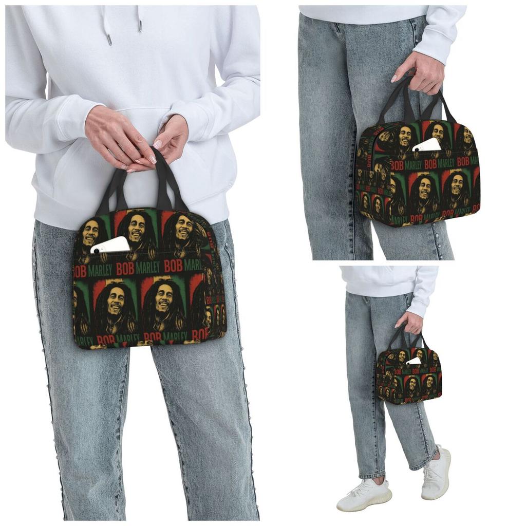 Bob Marley Album Reggae Music Jamaican Style Insulated Lunch Bag for Women Office Cooler Thermal Food Box Tote Lunch Boxes