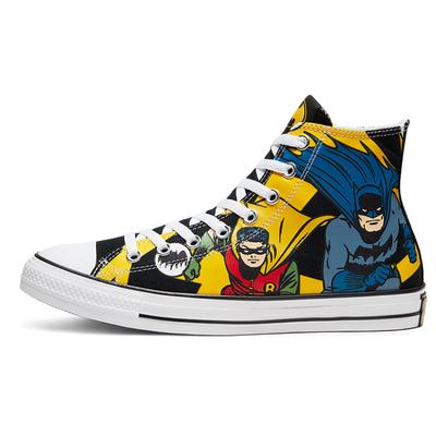 Бэтмен 80-летие x Chuck Taylor All Star Удобные и стильные парусиновые унисекс мид-топы Желто-черные