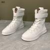New High-top Shoes for Men with Mid-length Board Shoes Increase Casual Leather Boots White Riding Boots Zapatillas Hombre A6