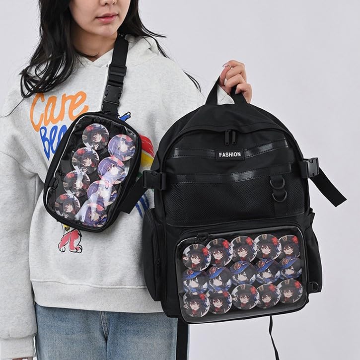 Полезная сумка Ita Рюкзак Ita Рюкзак Ita Большой вместительности Большой рюкзак Прозрачный отаку отакацу Oshikatsu Черный Черный [Harujio] Съемный / 2WAY