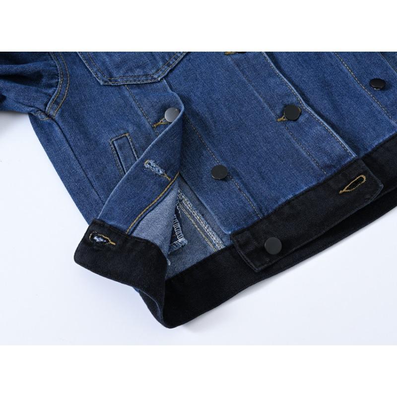 Женская джинсовая куртка больших размеров Sweet Cool Color Collision Loose Tide Denim Jacket