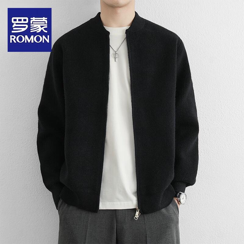 ROMON Men's Autumn Baseball Collar Knit Cardigan