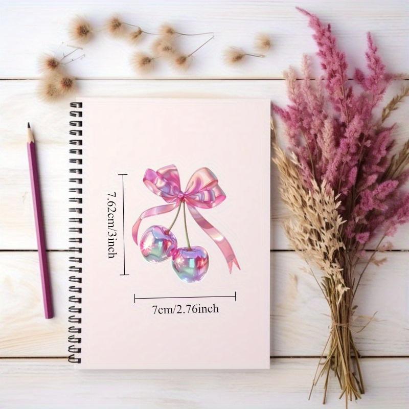 Голографическая наклейка с вишней, наклейка с кокетливыми вишнями, эстетика кокетливых розовых бантов, наклейки для книжного червя, книжного, Kindle, ноутбука, подарков для девочек
