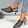 Fashion Summer Women's Breathable Hollow Mesh Heeled Shoes New Pointed Toe Thin Heel Women's Sandals Dress Party Women Pumps Zapatos