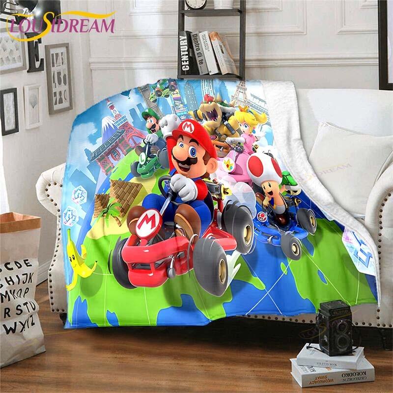 Плед Mario Bros Высококачественный Фланелевый Теплый Мягкий Плюшевый для Дивана Кровати Подходит для Пледа от Кондиционера