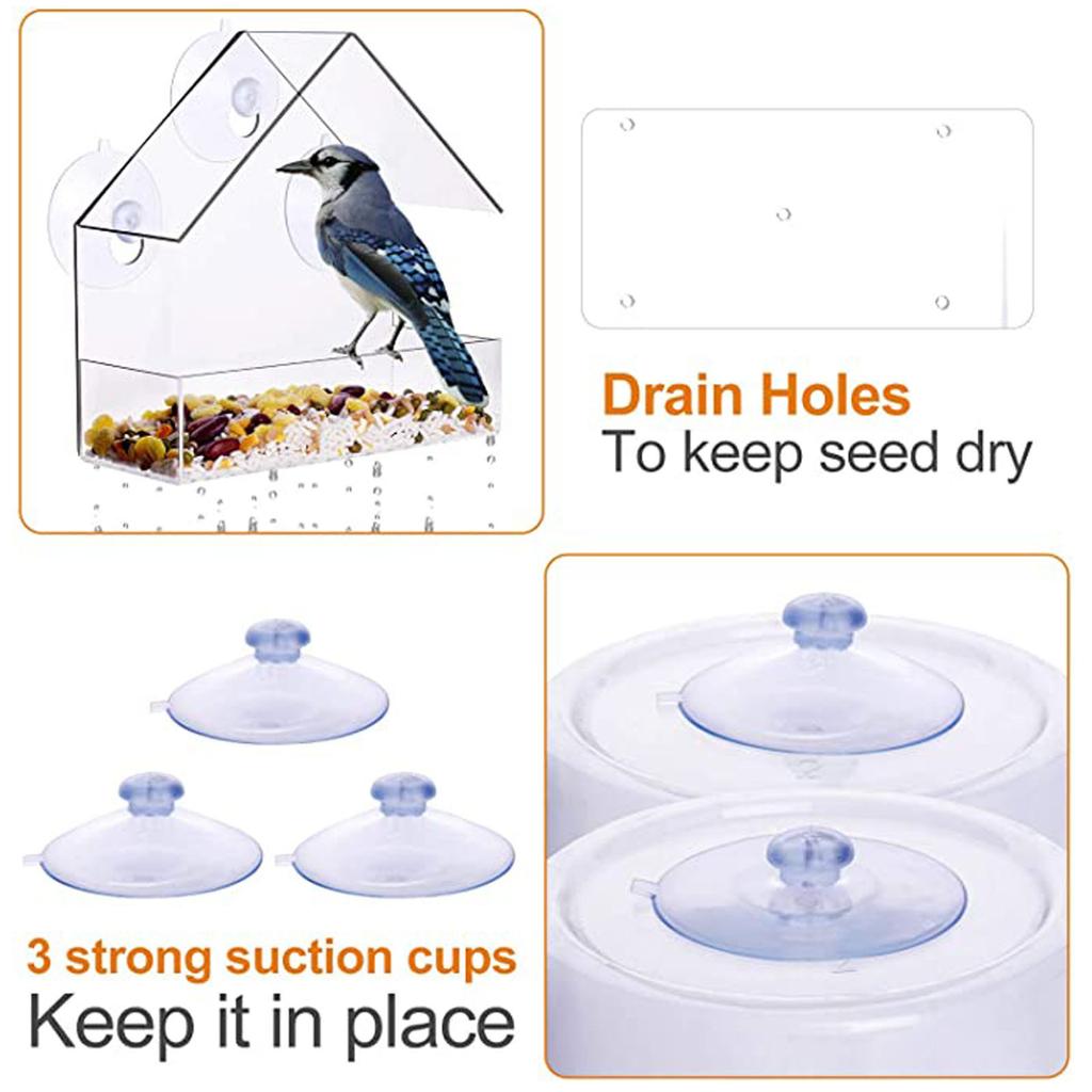 Window Bird Feeder Clear Window Hanging Bird Feeder With Suction Cup