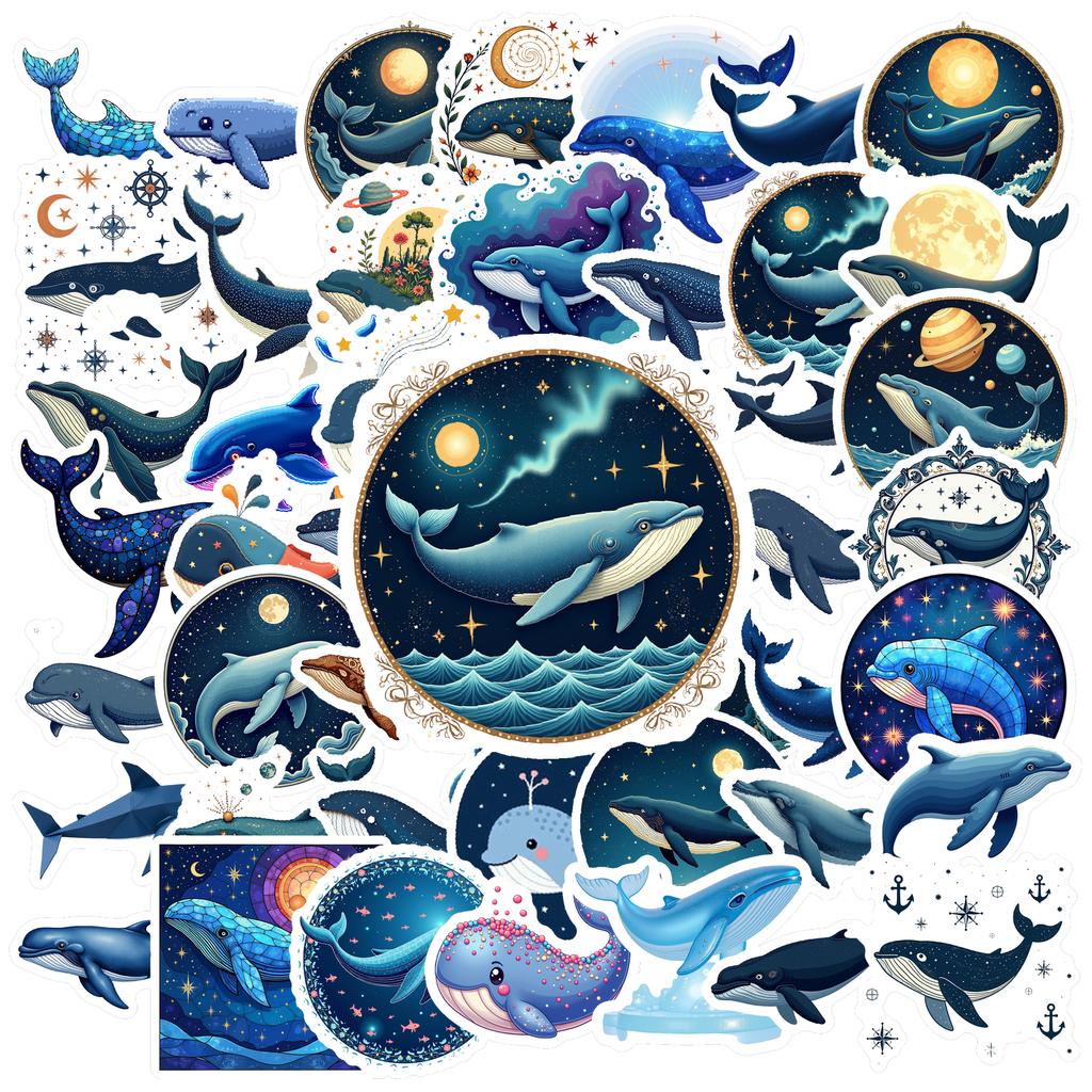 Waterproof Whale Stickers: Ocean themed vinyl decals for notebooks, luggage, instruments & more. Marine & decorative fun!