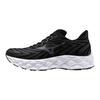 Wave Sky 8 Running Shoes for Thick Black X Light Gray X White Jogging, Marathon, Training, Sports, Lightweight, Resilient, Sole, Men's,