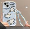 Applicable To Apple 14promax Mobile Phone Case IPhone 15/13 Cute Duck Bracket Chain 11/12mini Transparent