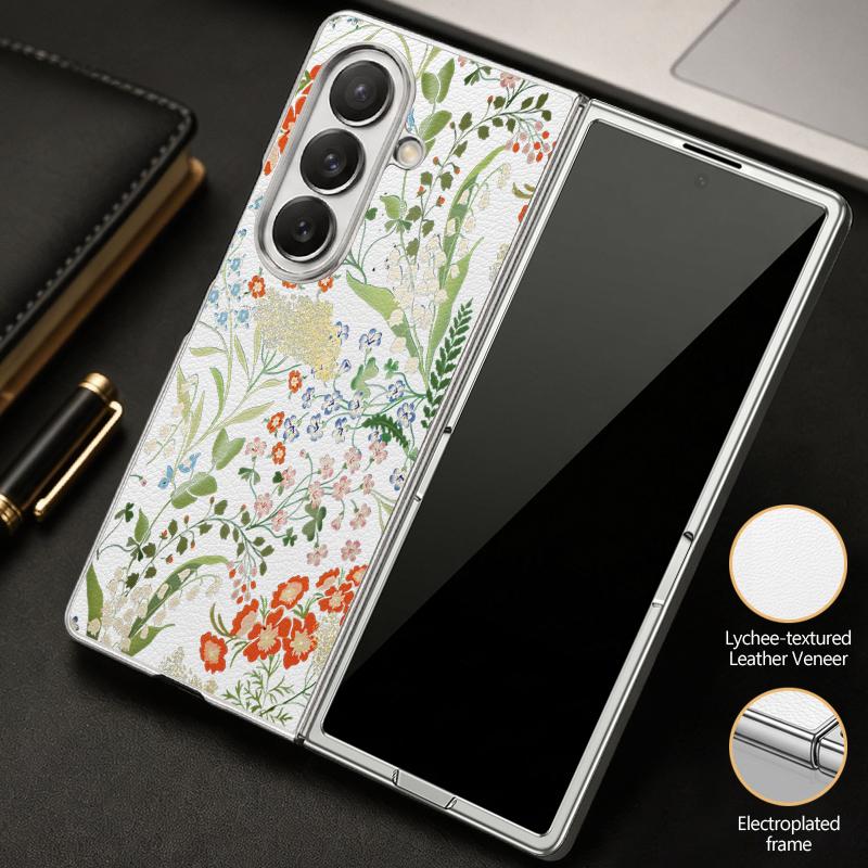 Винтажный чехол с принтом клубничных цветов для Samsung Z Fold 8 Ultra 7 6 5, роскошная кожаная накладка с покрытием, жесткий чехол для телефона для Galaxy Z Fold8 Fold7 Fold6