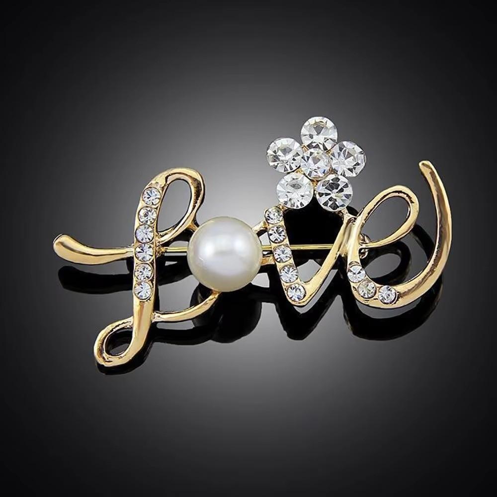 Decorative Love Letter Brooch Rhinestone Brooch Pins Gifts Lapel Badge Coats Jackets Hats