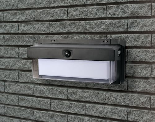 ELPA Solar-Powered LED Sensor Light, Outdoor, Large, Double-Layer Wall Light, 400lm, Motion Sensor, High-Capacity Battery, Rainproof, IPX5, Stylish, A