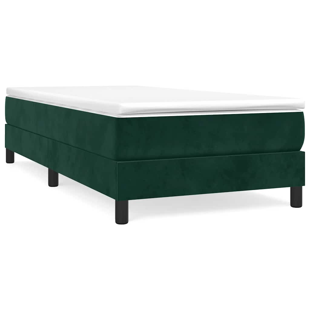 Box Spring Bed Frame Dark Green 90 x 190 cm Velvet