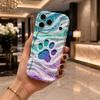 Iridescent Glitter Cat Paw Phone Case For iPhone 17 16 15 14 13 12 11 Pro Max Plus Wavy Edge Protective Cover