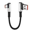 Short USB to Type C Fast Charging Cable with 90 Degree Elbow Data Cord for Smartphones and Tablets