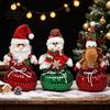 Decorative Storage Bowls Sequins Christmas Santa Claus/Snowman/Elk Ornaments with Candies Pocket, Elk Figurines for Red or Green Festive Figures