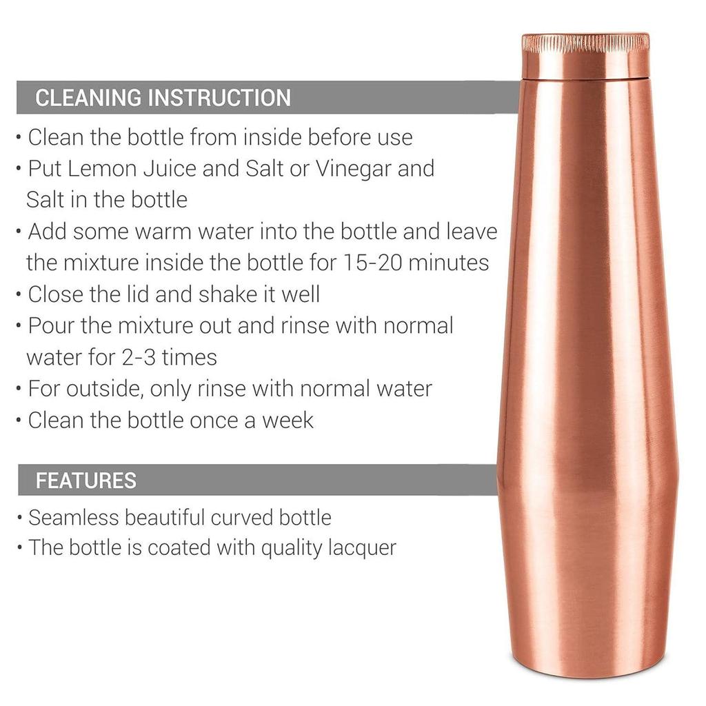 Copper Crown 1100 Water Bottle, Set of 2, 1.09 Litre Each, Copper | 100% Leak Proof | Office, Home,Travel