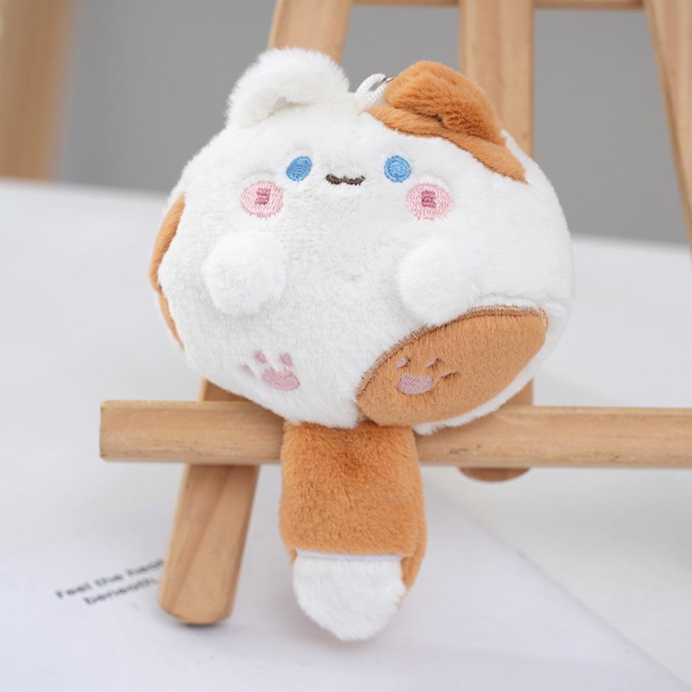 Squeak Long Tailed Cat Hanging Pendant Cute Bag Ornaments Stuffed Cat Key Chain for Girl's Bag