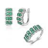 Trendy Natural Precious Emerald Gems Luxury & Fancy Silver Clasp Ring Earring Set for Women Wedding,Engagement &Bouquet Fine Jewelry Gift