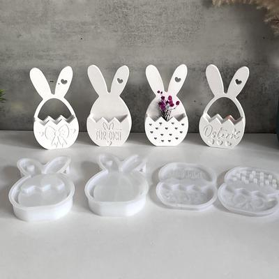 Сделай сам Пасхальный кролик, яйцо, цветочная корзина, силиконовая форма, настенный подвес, форма для заливки гипса для украшения дома на Пасхальную вечеринку