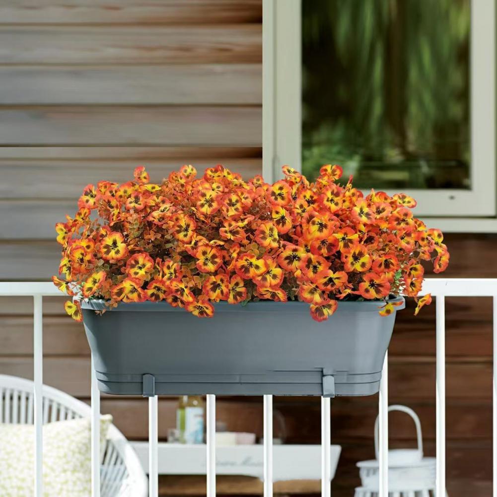 Высококачественные искусственные цветы Устойчивые к УФ-лучам Искусственные цветы анютины глазки с листьями эвкалипта для декора дома и сада