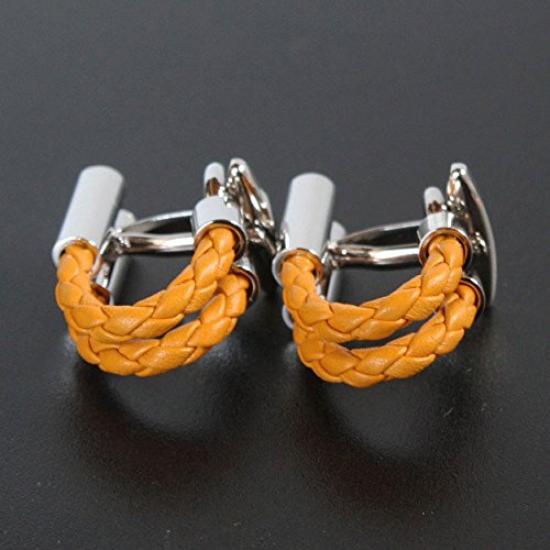 Kamakura Cufflinks Workshop Плетеные запонки из верблюжьей кожи bc022-a-7