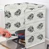 Cooking Splatter Guard Modern Leaf Print Foldable Heat Resistant Nonstick 3 Sided Kitchen Frying Stove Top Oil-proof Grease Insulation Metal