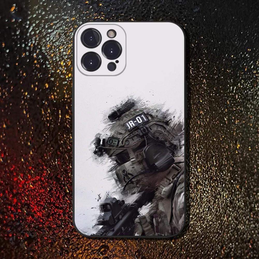 Army Special Forces Phone Case For iPhone 16,15,14,13,12,11 Plus,Pro Max,XS,X,XR,SE,Mini,8,7,Soft Silicone Black Cover