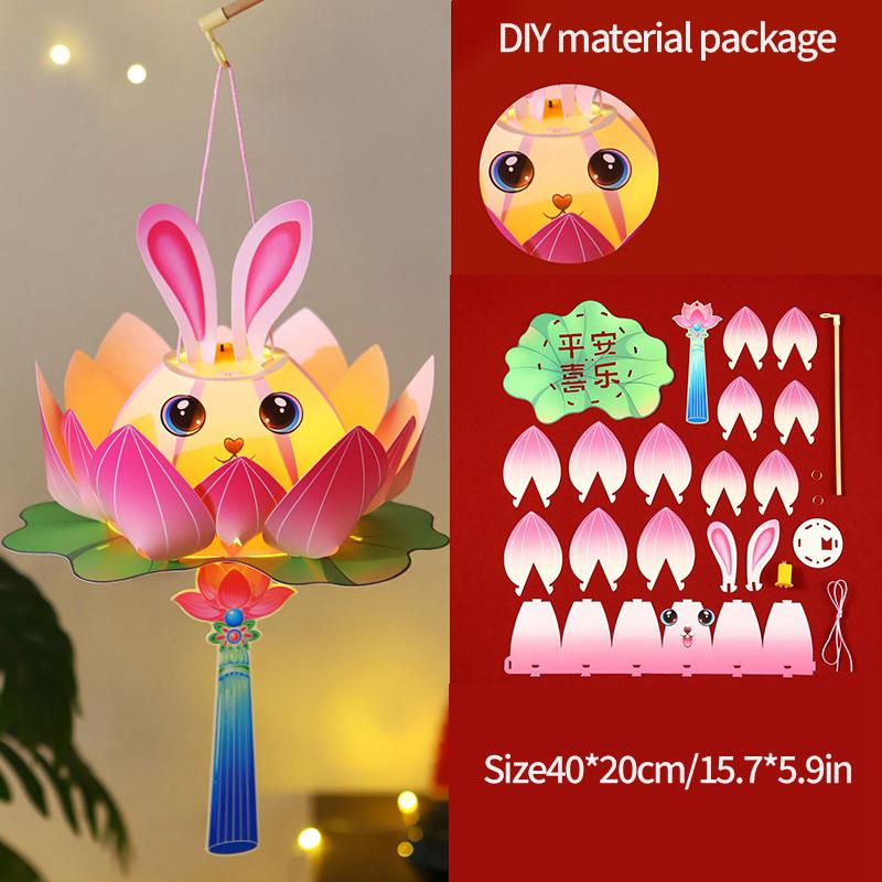 Mid-Autumn Festival Lanterns Diy Palace Lanterns Material Package Hand-Held Flower Lanterns Party Atmosphere Glowing Props Gifts