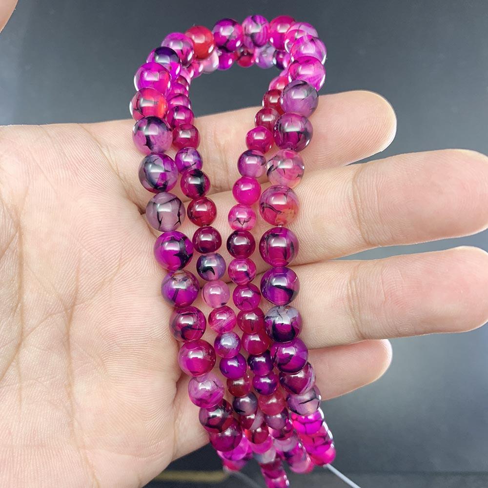 1 нить/лот 6 8 10 мм натуральный камень роза красный дракон жила агат круглые свободные бусины-разделители для изготовления ювелирных изделий DIY ожерелье браслет
