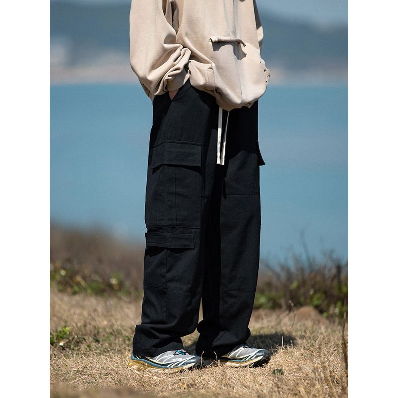 Wassup Khaki Workwear Multi-Pocket Straight Wide-Leg Pants Men's Spring and Autumn National Trend Street Style Couple Versatile Long Pants