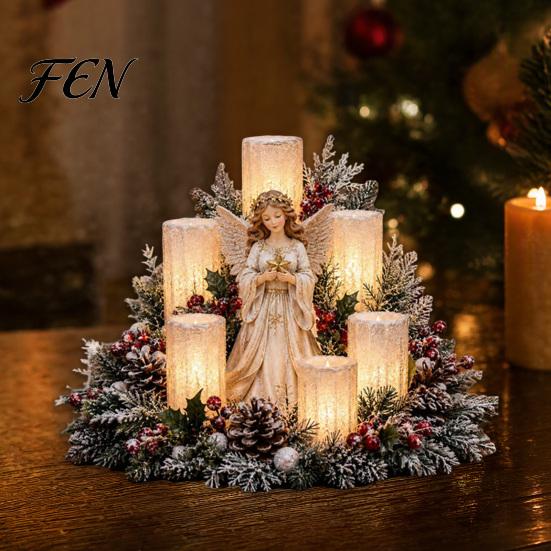 Decorative LED Ornaments Christmas Lighted Centerpiece, Atmospheric Ornament with Warm Glow, USB Holiday Home Decor Powered Plastic Crafts for